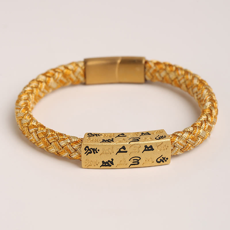 Buddha Stones Tybetańskie Om Mani Padme Hum Różne Kolory Lina Złota Nić Diament Węzeł Szczęścia Bransoletka Klamra