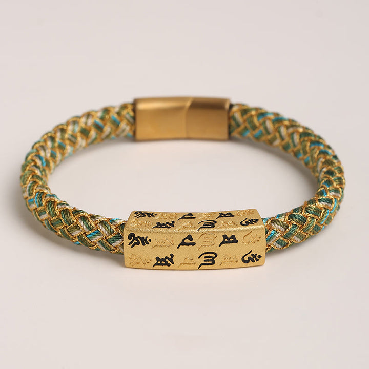 Buddha Stones Tybetańskie Om Mani Padme Hum Różne Kolory Lina Złota Nić Diament Węzeł Szczęścia Bransoletka Klamra