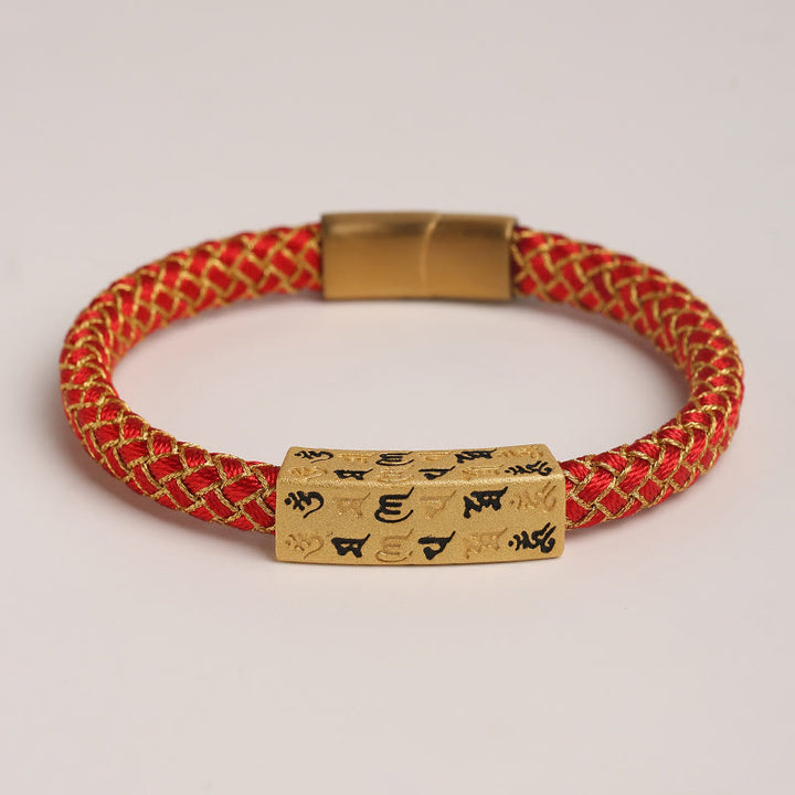 Buddha Stones Tybetańskie Om Mani Padme Hum Różne Kolory Lina Złota Nić Diament Węzeł Szczęścia Bransoletka Klamra