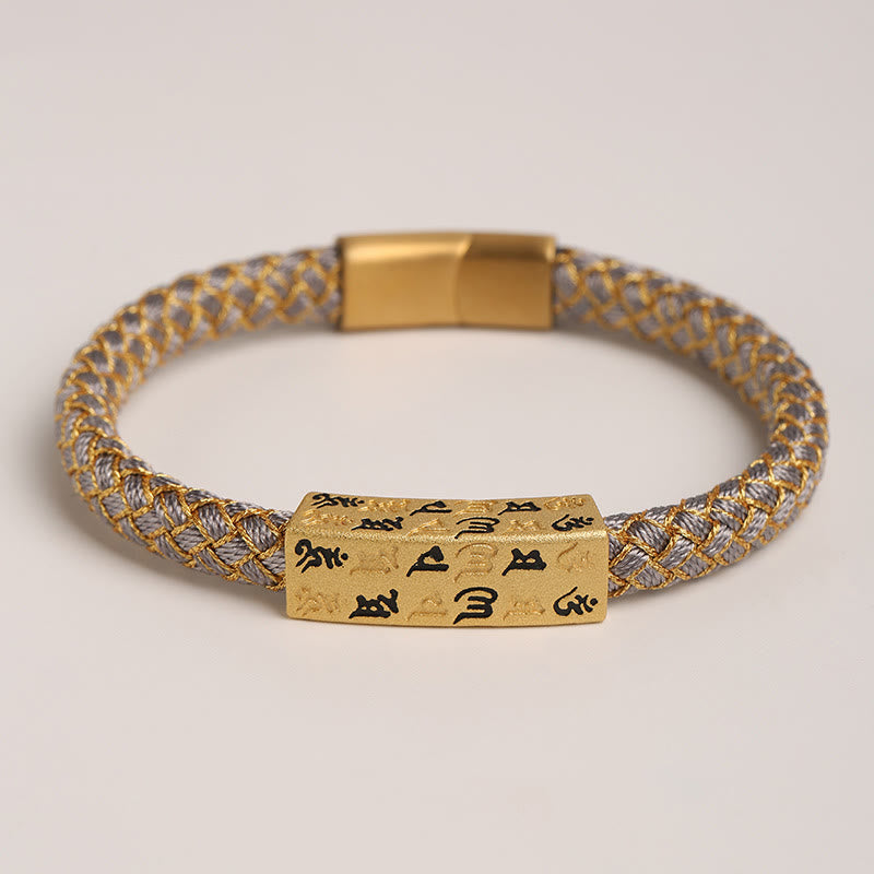 Buddha Stones Tybetańskie Om Mani Padme Hum Różne Kolory Lina Złota Nić Diament Węzeł Szczęścia Bransoletka Klamra