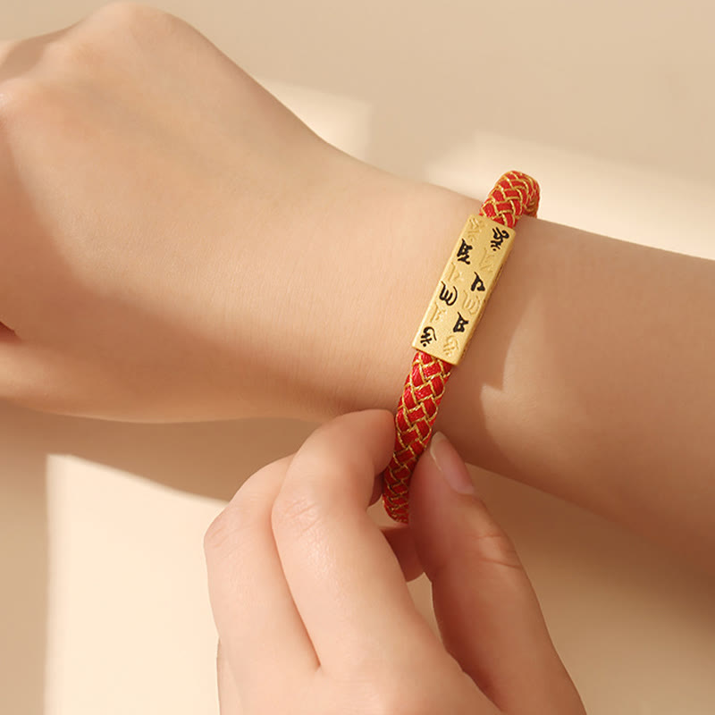 Buddha Stones Tybetańskie Om Mani Padme Hum Różne Kolory Lina Złota Nić Diament Węzeł Szczęścia Bransoletka Klamra