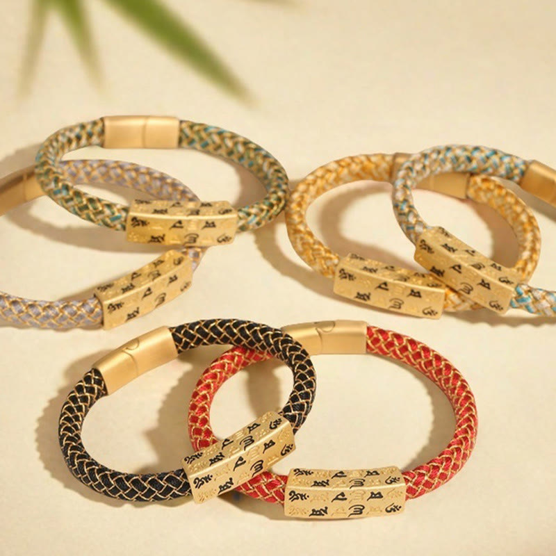 Buddha Stones Tybetańskie Om Mani Padme Hum Różne Kolory Lina Złota Nić Diament Węzeł Szczęścia Bransoletka Klamra