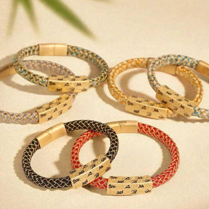 Buddha Stones Tybetańskie Om Mani Padme Hum Różne Kolory Lina Złota Nić Diament Węzeł Szczęścia Bransoletka Klamra