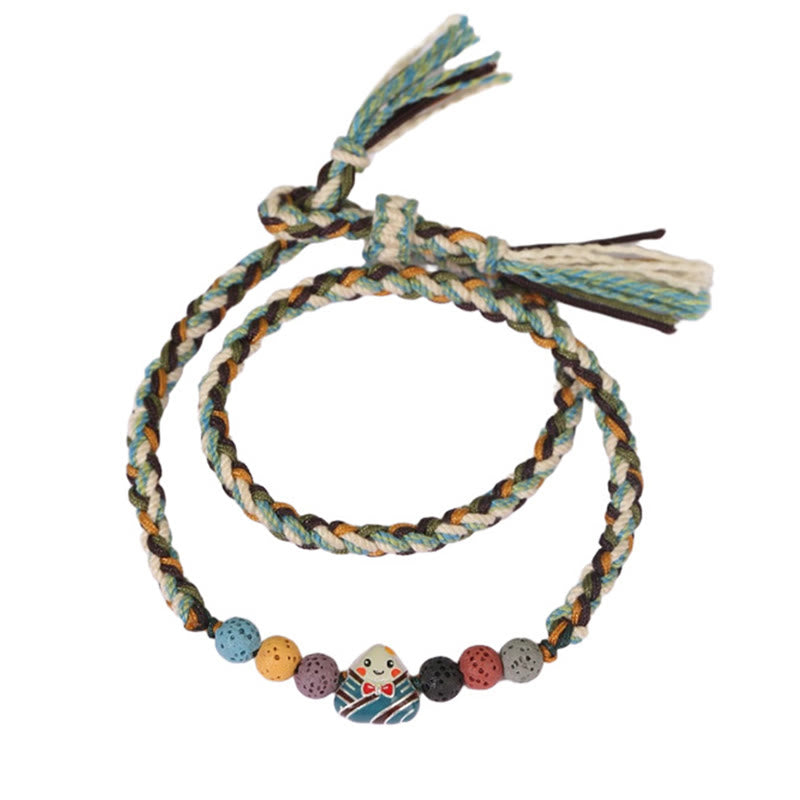 Buddha Stones Festiwal Smoczych Łodzi Kolorowa Lina Skała Lawowa Fu Charakter Ryżowe Pierożki Szczęście Pleciona Bransoletka
