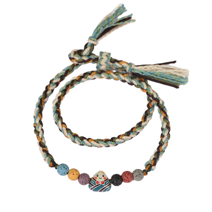 Buddha Stones Festiwal Smoczych Łodzi Kolorowa Lina Skała Lawowa Fu Charakter Ryżowe Pierożki Szczęście Pleciona Bransoletka