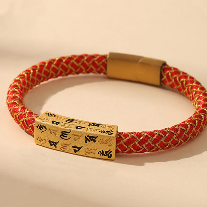 Buddha Stones Tybetańskie Om Mani Padme Hum Różne Kolory Lina Złota Nić Diament Węzeł Szczęścia Bransoletka Klamra