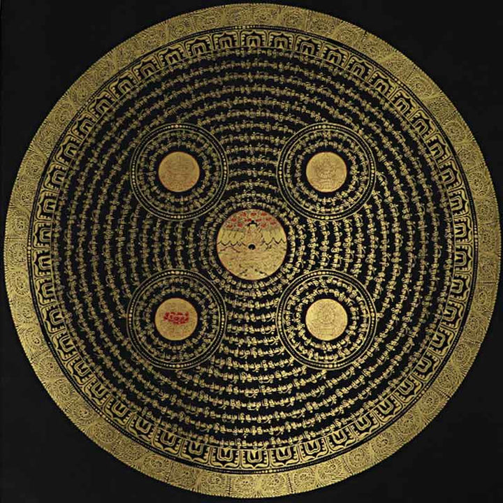 Buddha Stones Tybetańskie Thangka Malowanie Om Mani Padme Hum Pismo Ręcznie Robione Dekoracje (Losowy Styl)