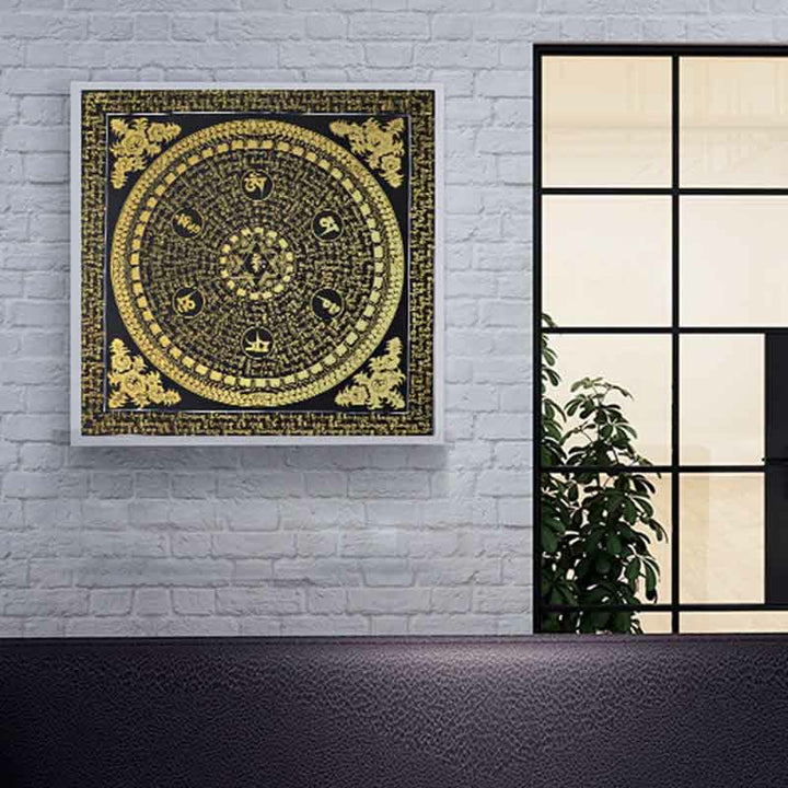 Buddha Stones Tybetańskie Thangka Malowanie Om Mani Padme Hum Pismo Ręcznie Robione Dekoracje (Losowy Styl)