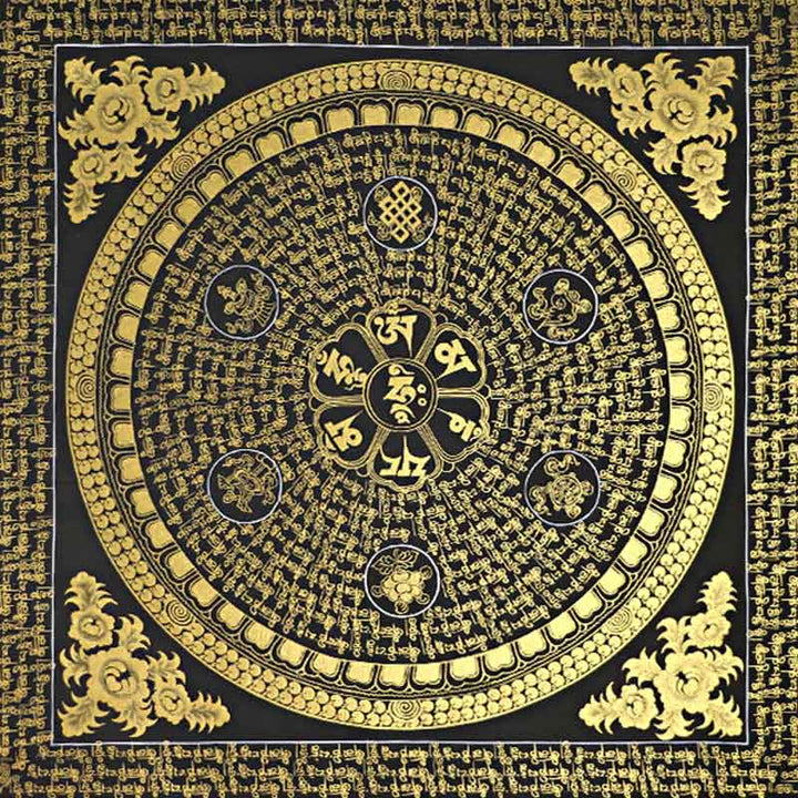 Buddha Stones Tybetańskie Thangka Malowanie Om Mani Padme Hum Pismo Ręcznie Robione Dekoracje (Losowy Styl)