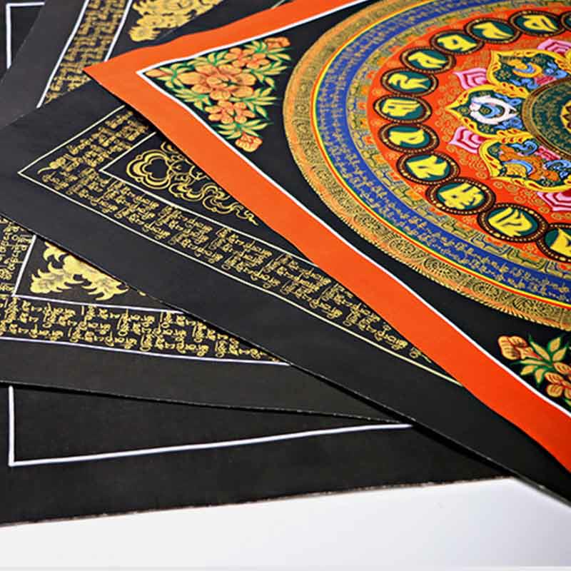 Buddha Stones Tybetańskie Thangka Malowanie Om Mani Padme Hum Pismo Ręcznie Robione Dekoracje (Losowy Styl)