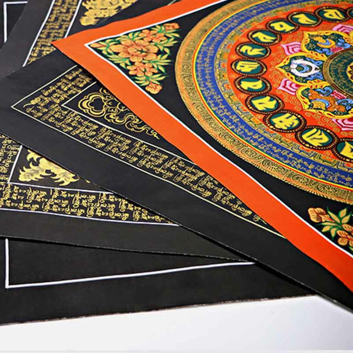 Buddha Stones Tybetańskie Thangka Malowanie Om Mani Padme Hum Pismo Ręcznie Robione Dekoracje (Losowy Styl)