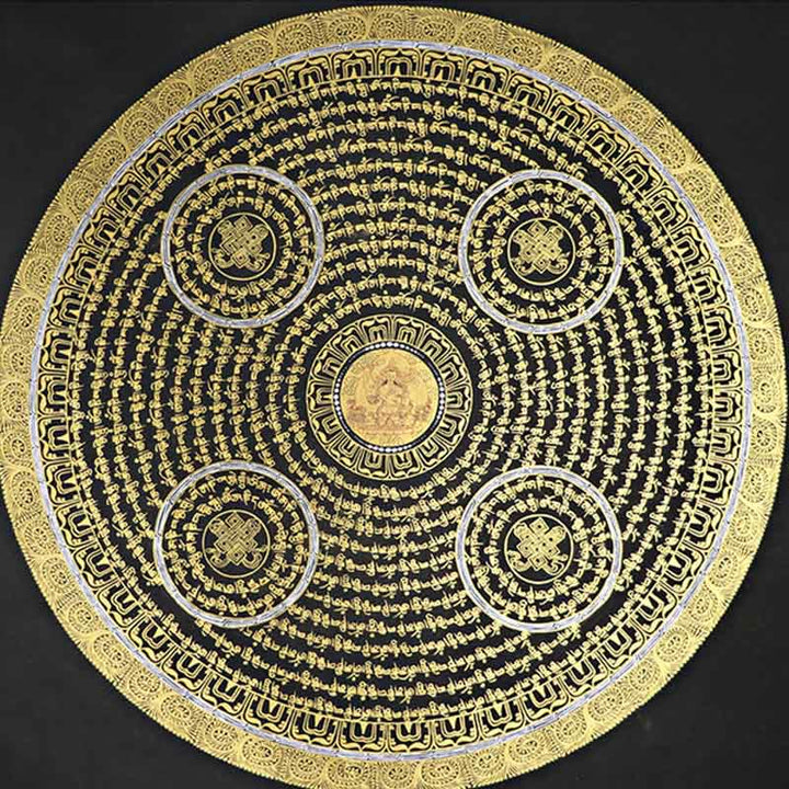 Buddha Stones Tybetańskie Thangka Malowanie Om Mani Padme Hum Pismo Ręcznie Robione Dekoracje (Losowy Styl)