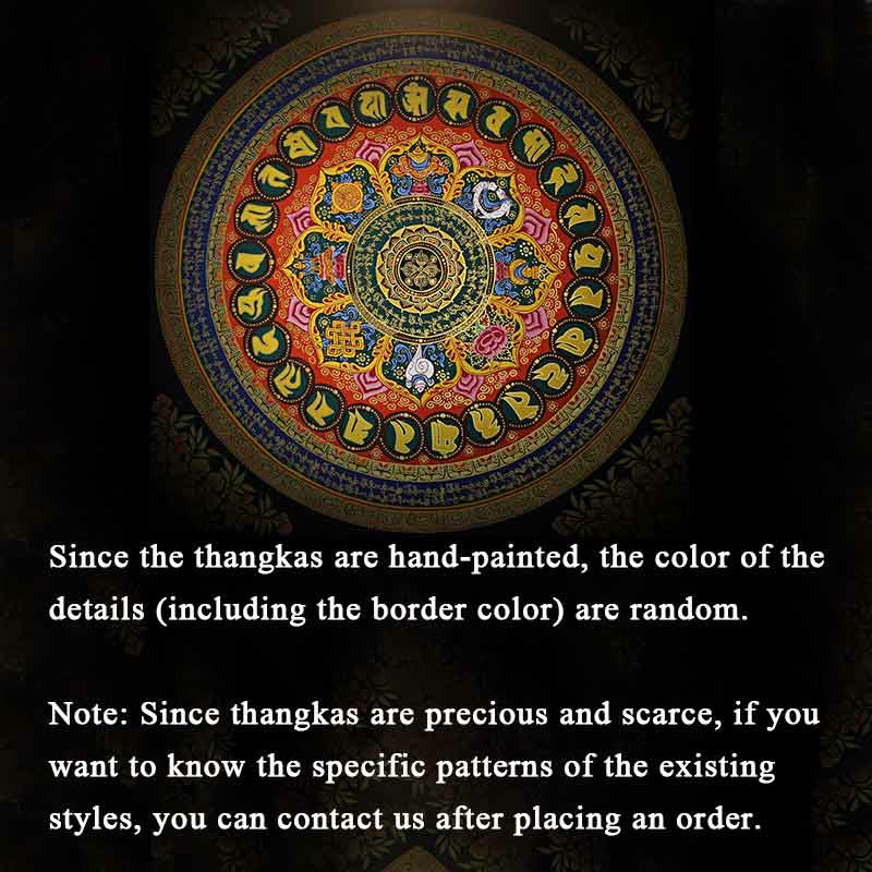Buddha Stones Tybetańskie Thangka Malowanie Om Mani Padme Hum Pismo Ręcznie Robione Dekoracje (Losowy Styl)