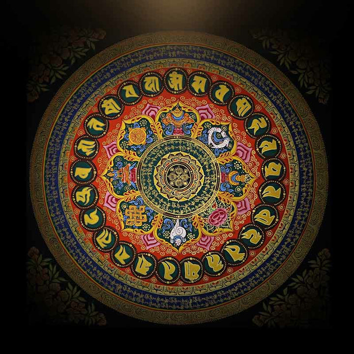 Buddha Stones Tybetańskie Thangka Malowanie Om Mani Padme Hum Pismo Ręcznie Robione Dekoracje (Losowy Styl)