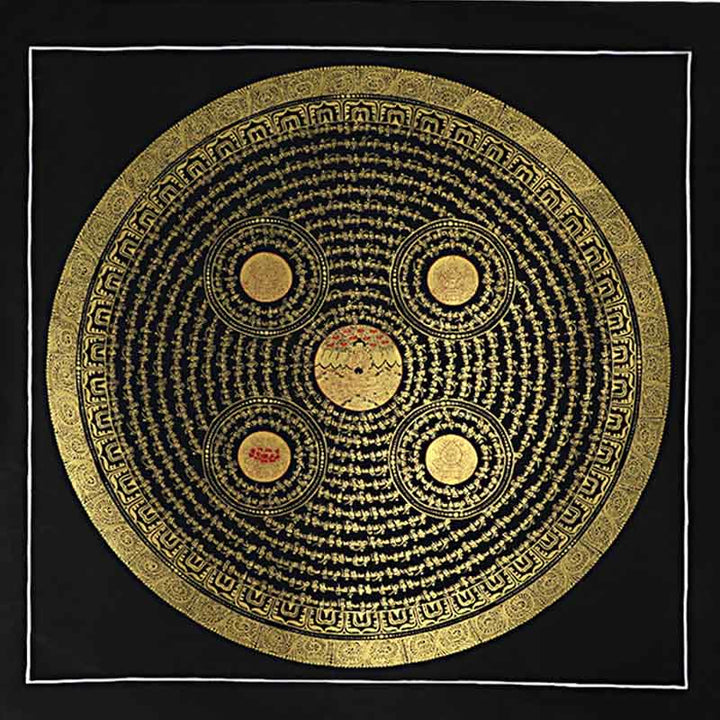 Buddha Stones Tybetańskie Thangka Malowanie Om Mani Padme Hum Pismo Ręcznie Robione Dekoracje (Losowy Styl)