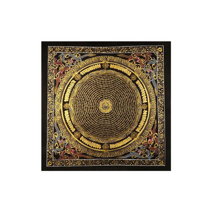 Buddha Stones Tybetańskie Malowanie Thangka Om Mani Padme Hum Smok Feniks Pismo Ręcznie Robiona Dekoracja (Losowy Styl)