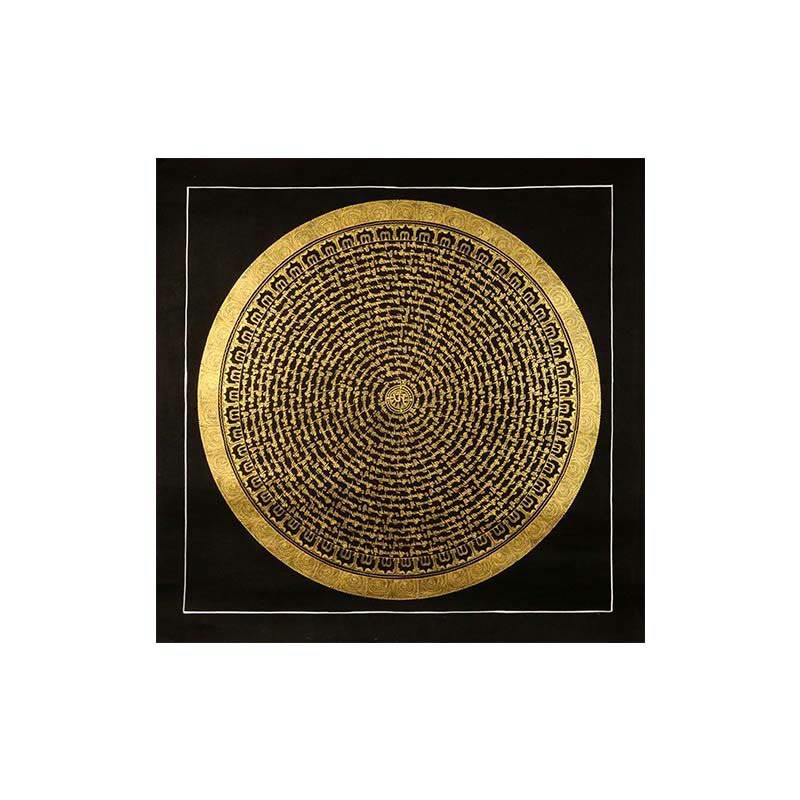 Buddha Stones Tybetańskie Malowanie Thangka Om Mani Padme Hum Smok Feniks Pismo Ręcznie Robiona Dekoracja (Losowy Styl)