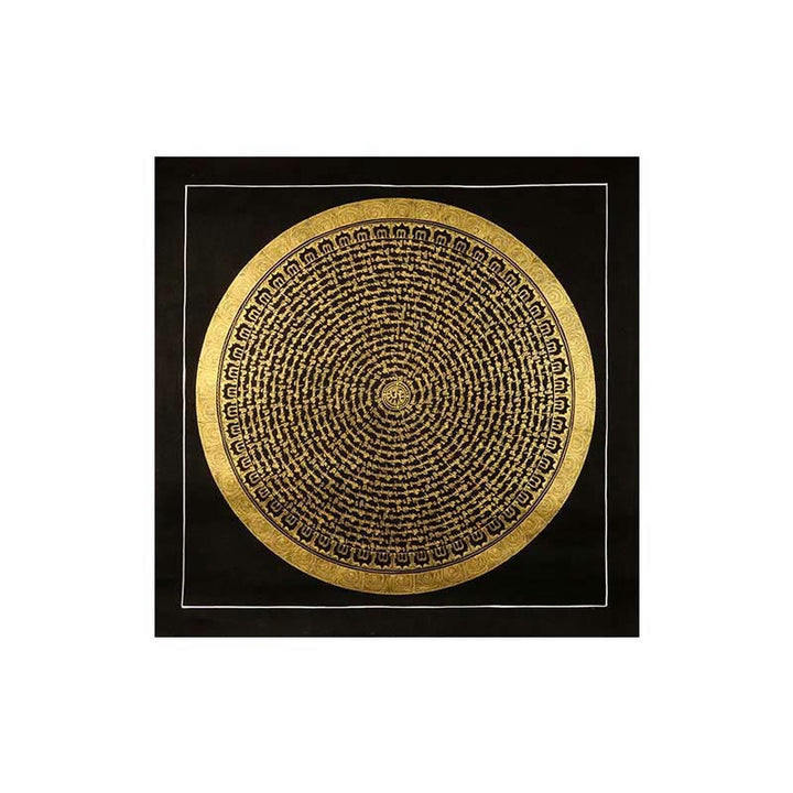 Buddha Stones Tybetańskie Malowanie Thangka Om Mani Padme Hum Smok Feniks Pismo Ręcznie Robiona Dekoracja (Losowy Styl)