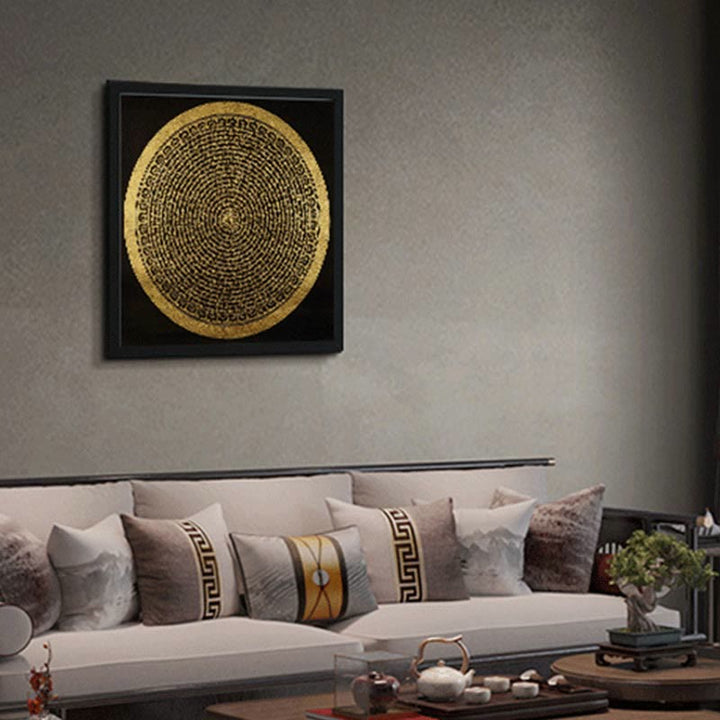 Buddha Stones Tybetańskie Malowanie Thangka Om Mani Padme Hum Smok Feniks Pismo Ręcznie Robiona Dekoracja (Losowy Styl)