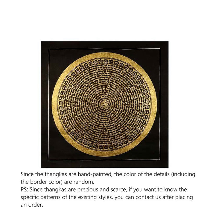 Buddha Stones Tybetańskie Malowanie Thangka Om Mani Padme Hum Smok Feniks Pismo Ręcznie Robiona Dekoracja (Losowy Styl)