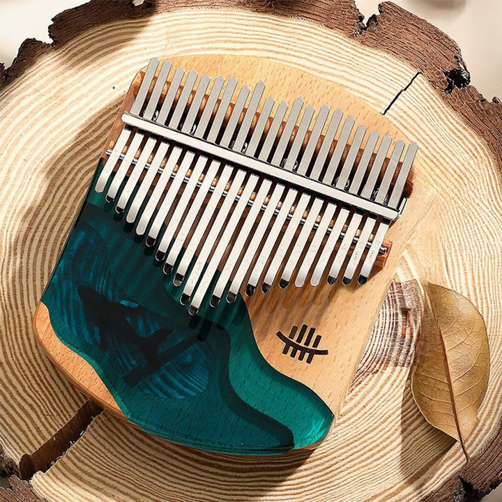 Kalimba z Buddha Stones 17/21 klawiszy Fortepian kciukowy Drewno bukowe Głęboki błękit wieloryba Przenośny fortepian palcowy