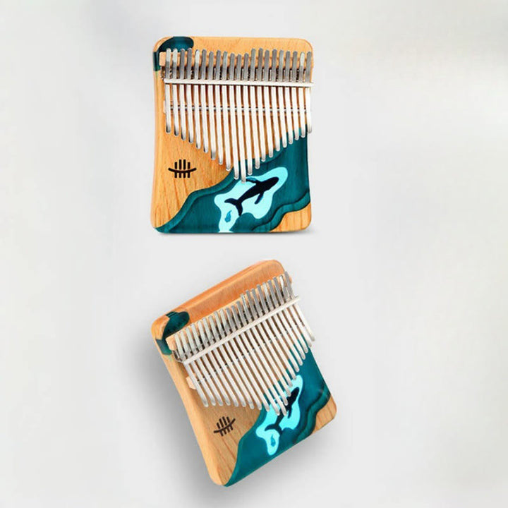 Kalimba z Buddha Stones 17/21 klawiszy Fortepian kciukowy Drewno bukowe Głęboki błękit wieloryba Przenośny fortepian palcowy