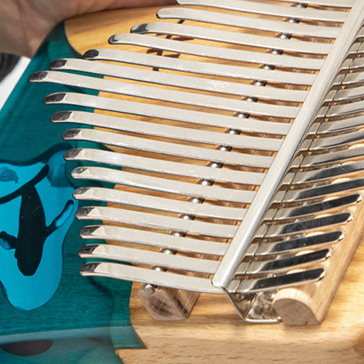 Kalimba z Buddha Stones 17/21 klawiszy Fortepian kciukowy Drewno bukowe Głęboki błękit wieloryba Przenośny fortepian palcowy