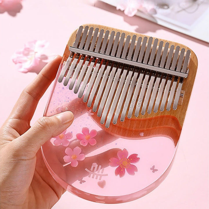 Kalimba z Buddha Stones 17/21 klawiszy Fortepian kciukowy Drewno bukowe Różowa wiśnia Przenośny fortepian palcowy