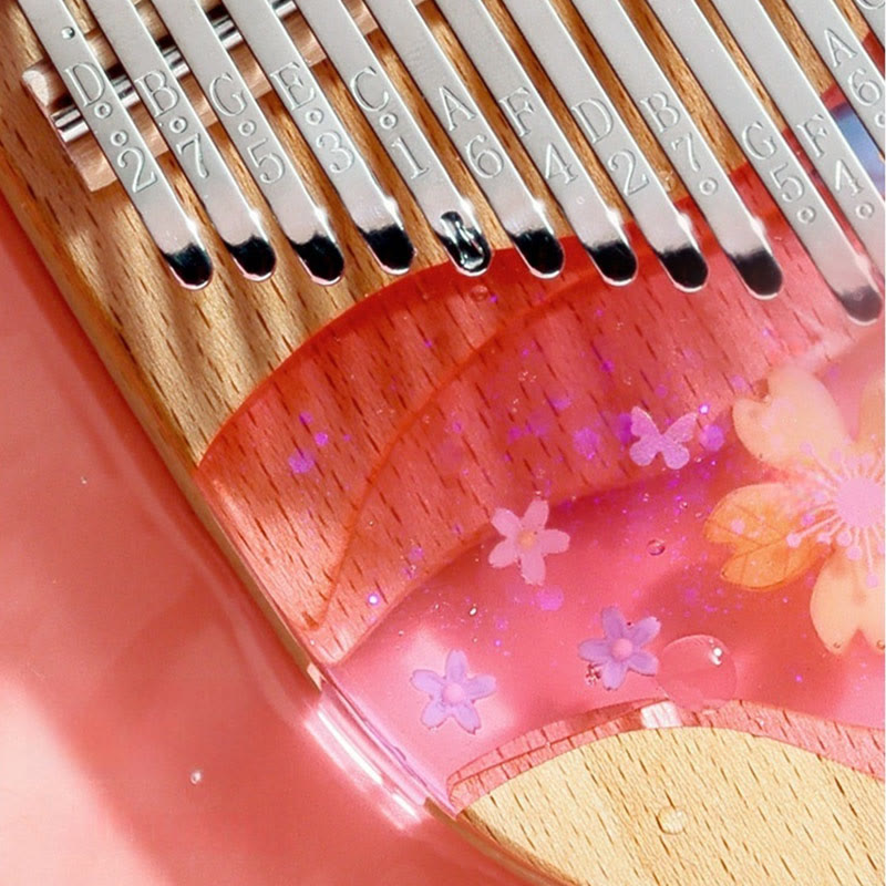 Kalimba z Buddha Stones 17/21 klawiszy Fortepian kciukowy Drewno bukowe Różowa wiśnia Przenośny fortepian palcowy