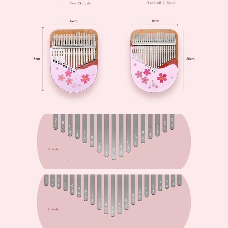Kalimba z Buddha Stones 17/21 klawiszy Fortepian kciukowy Drewno bukowe Różowa wiśnia Przenośny fortepian palcowy