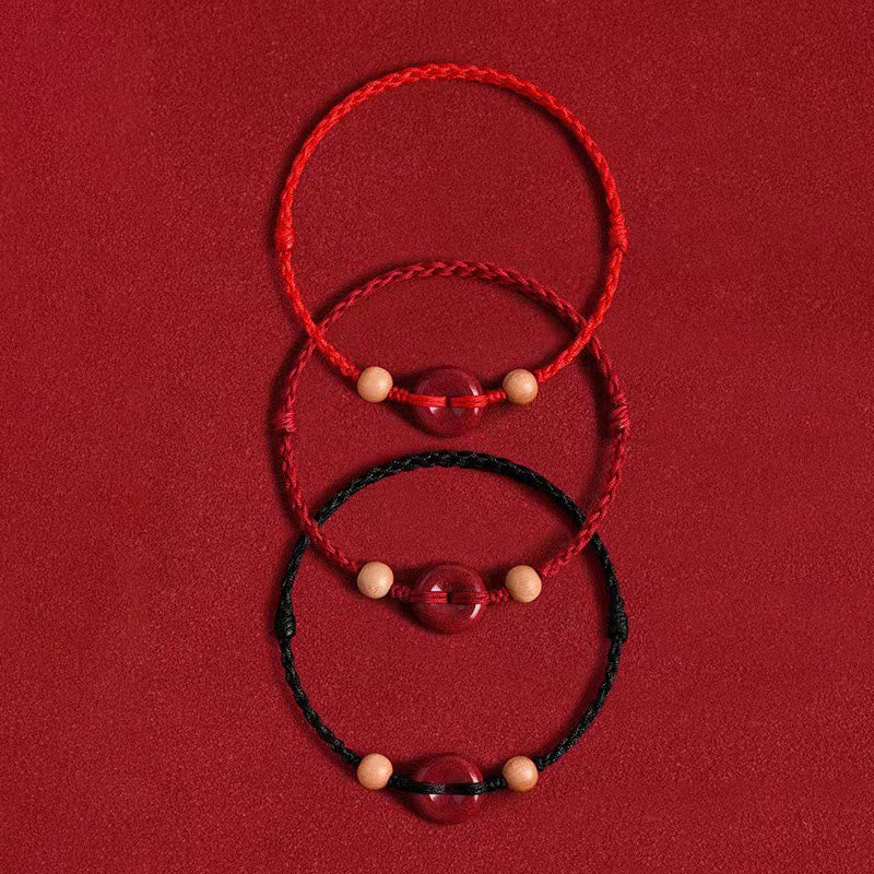 Bransoletka Buddha Stones Peach Wood Peace Buckle Cinnabar Wealth String Bransoletka na kostkę