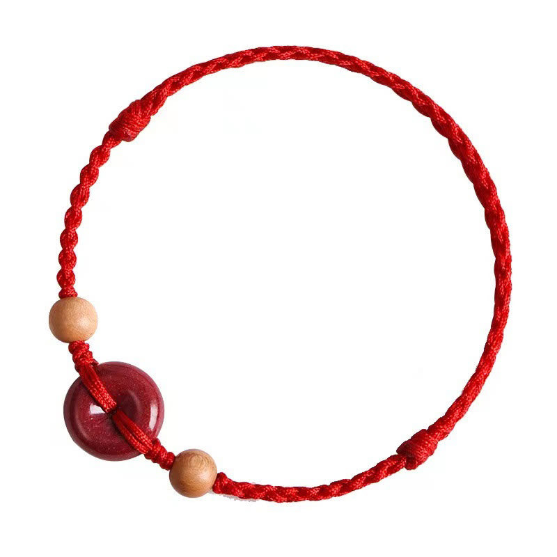 Bransoletka Buddha Stones Peach Wood Peace Buckle Cinnabar Wealth String Bransoletka na kostkę
