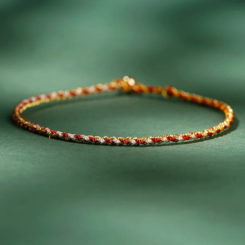 Buddha Stones Kolorowa Lina Szczęścia Moneta Koralik Obfitość Bardzo Cienka Bransoletka Pleciona