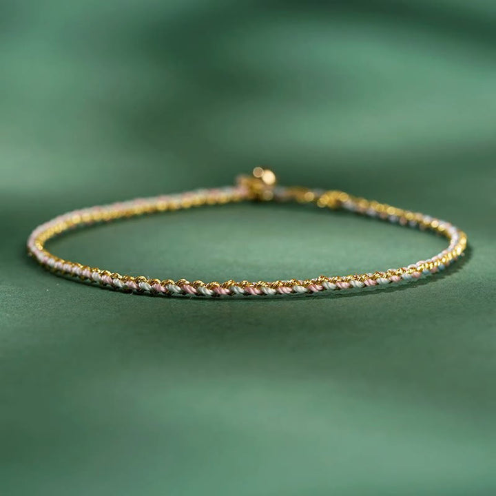 Buddha Stones Kolorowa Lina Szczęścia Moneta Koralik Obfitość Bardzo Cienka Bransoletka Pleciona