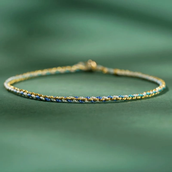 Buddha Stones Kolorowa Lina Szczęścia Moneta Koralik Obfitość Bardzo Cienka Bransoletka Pleciona