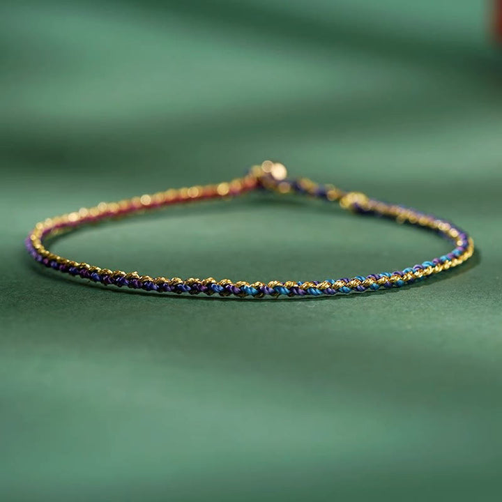 Buddha Stones Kolorowa Lina Szczęścia Moneta Koralik Obfitość Bardzo Cienka Bransoletka Pleciona