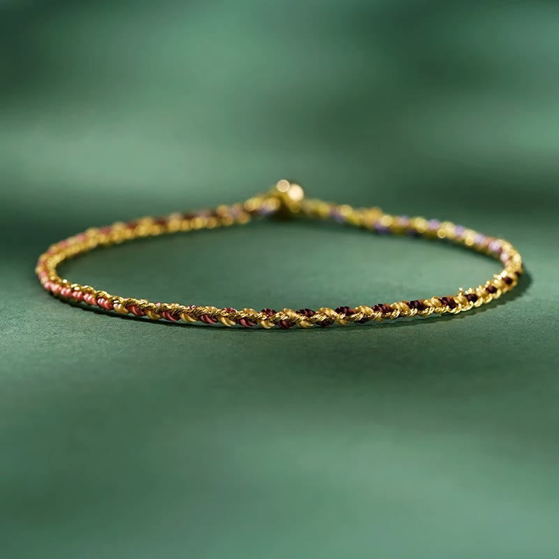 Buddha Stones Kolorowa Lina Szczęścia Moneta Koralik Obfitość Bardzo Cienka Bransoletka Pleciona