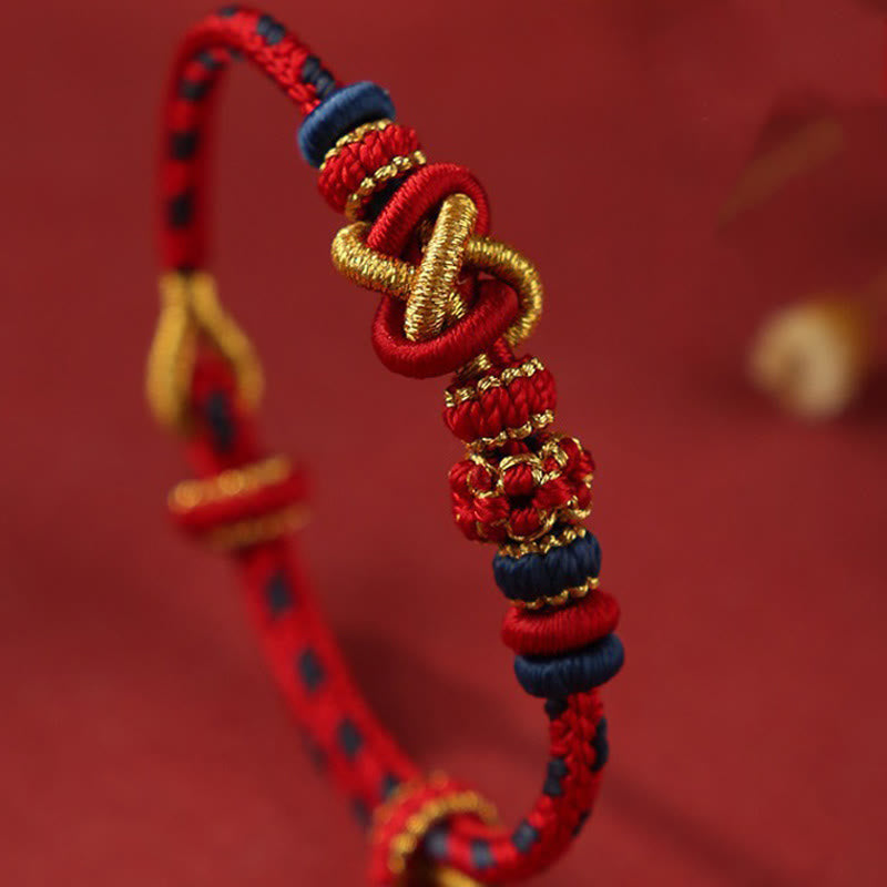 Buddha Stones ręcznie robione brzoskwiniowe kwiaty węzeł pokoju kolorowa lina regulowana bransoletka