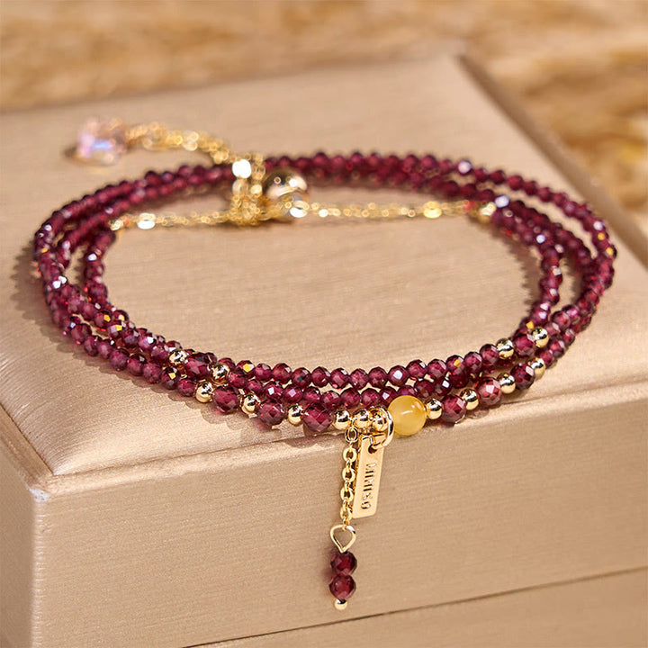 Bransoletka Buddha Stones Small Natural Garnet Passion Triple Wrap