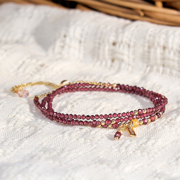 Bransoletka Buddha Stones Small Natural Garnet Passion Triple Wrap