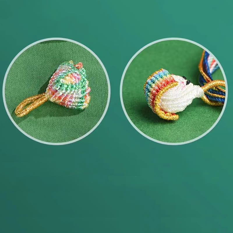 Buddha Stones Kolorowa Lina Brzoskwiniowy Knot Zongzi Bransoletka Pleciona