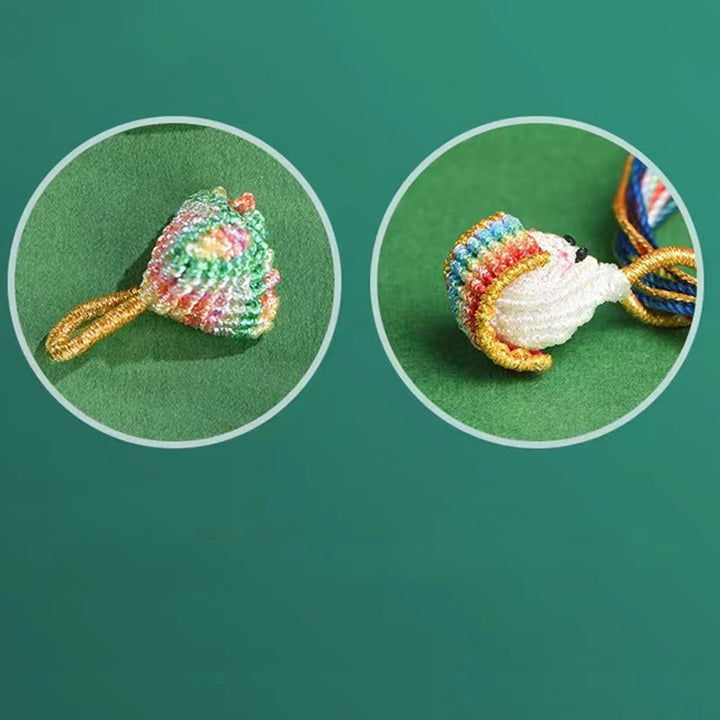 Buddha Stones Kolorowa Lina Brzoskwiniowy Knot Zongzi Bransoletka Pleciona