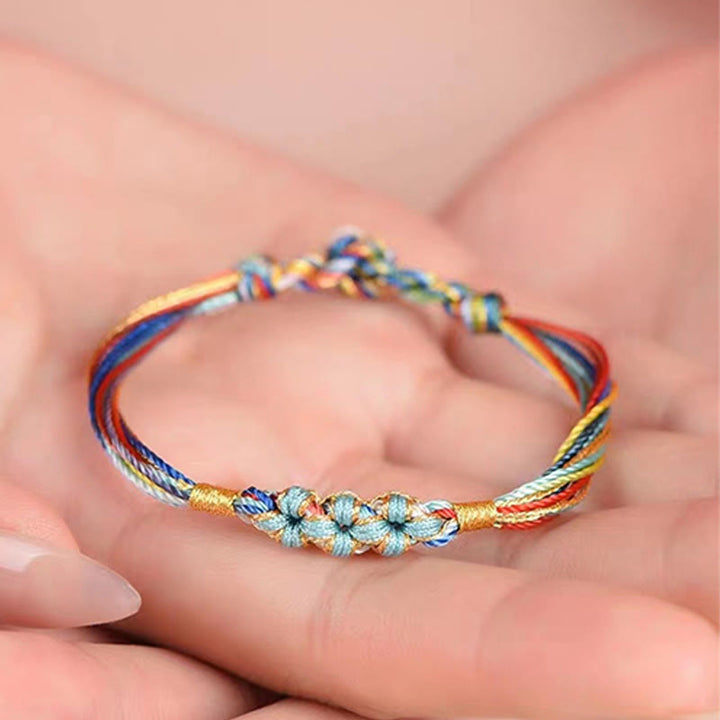 Buddha Stones Kolorowa Lina Brzoskwiniowy Knot Zongzi Bransoletka Pleciona