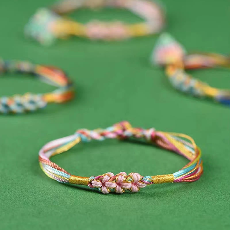Buddha Stones Kolorowa Lina Brzoskwiniowy Knot Zongzi Bransoletka Pleciona