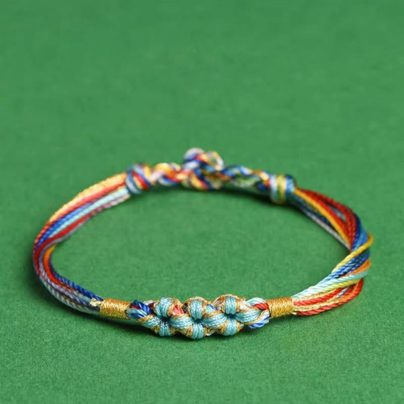 Buddha Stones Kolorowa Lina Brzoskwiniowy Knot Zongzi Bransoletka Pleciona