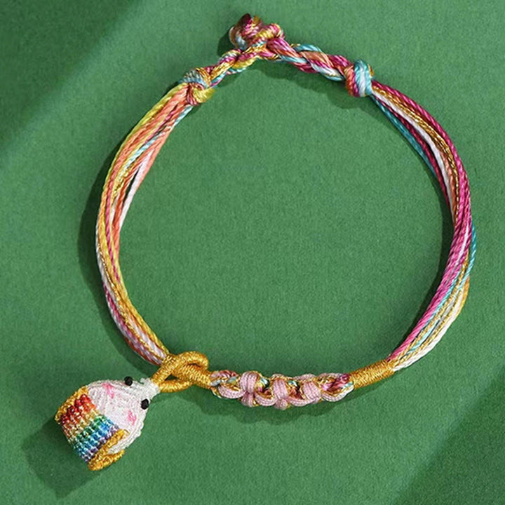 Buddha Stones Kolorowa Lina Brzoskwiniowy Knot Zongzi Bransoletka Pleciona