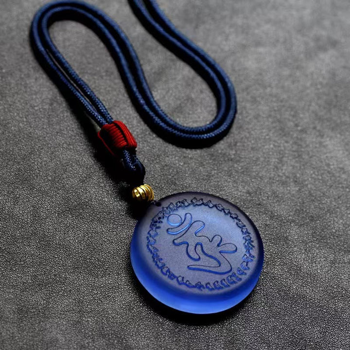 Buddha Stones Tybet Shurangama Mantra Liuli Kryształowy Naszyjnik Wisiorek