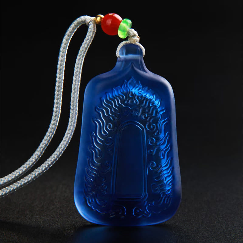 Buddha Stones Tybetański Budda Medycyny Liuli Kryształ Współczucie Spokój Naszyjnik Wisiorek - image 5