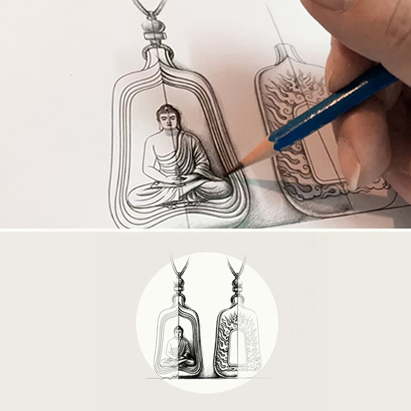 Buddha Stones Tybetański Budda Medycyny Liuli Kryształ Współczucie Spokój Naszyjnik Wisiorek - image 14