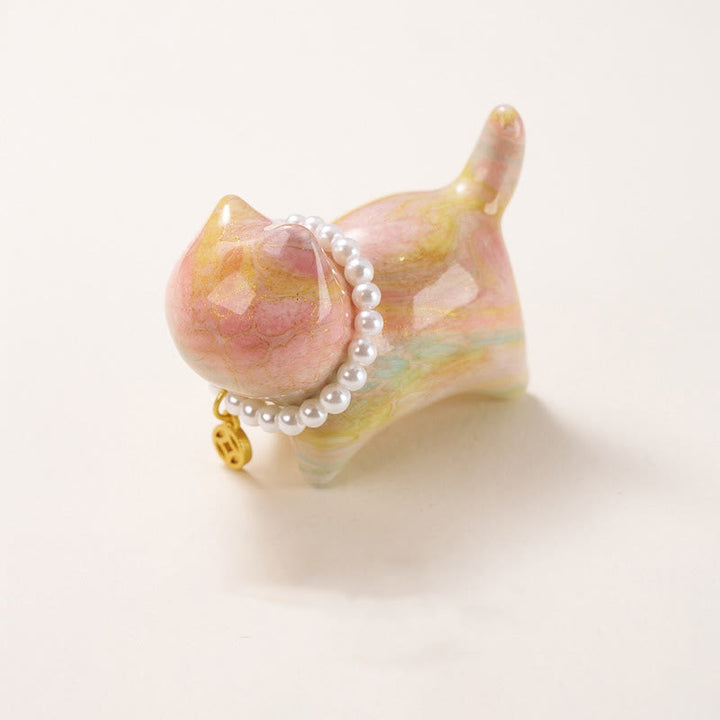 Buddha Stones Sandałowiec Szczęśliwy Mini Kot Lakier Rzemiosło Uzdrawiająca Dekoracja Losowy Kolor (Pudełko Niewidomych) - Losowy kolor (1,89*1,5*0,94 cala / 48*38*24 mm) - image 1